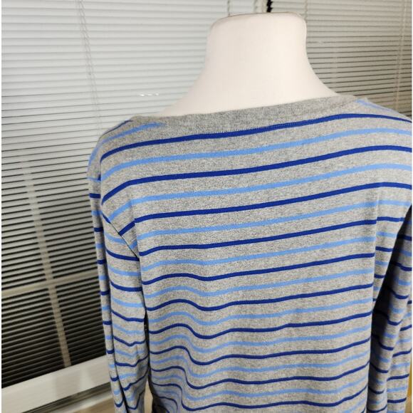 Tommy Hilfiger 1X $60 Blue Gray Striped Flag Logo 100% Cotton Knit Top - Picture 6 of 9